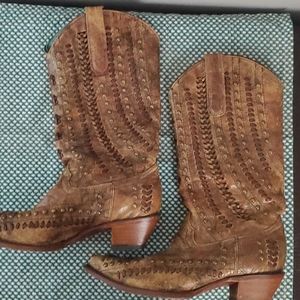 Coral Vintage Western Studded Boots